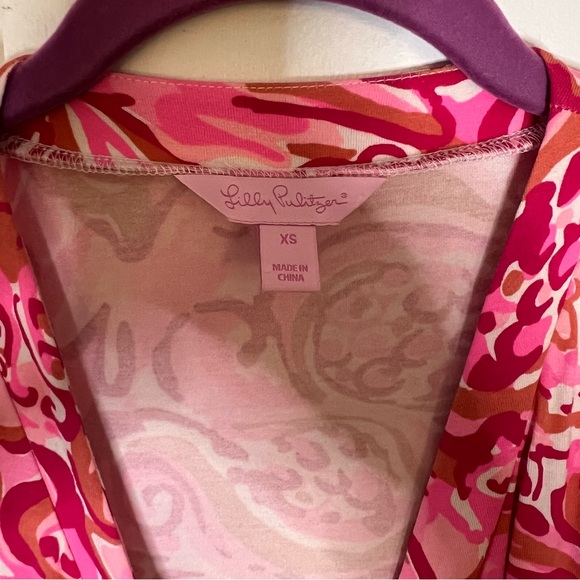 Lilly Pulitzer XS Karlie Wrap Romper Mango Salsa Pink - Picture 10 of 10